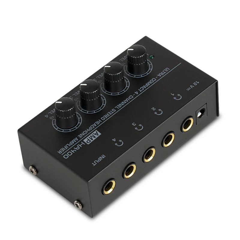 HA400 Mini Amplifier Headphone Amplifier 4 Channels Ultra-Compact Stereo Audio Amplifier Earphone Amplifier EU Plug