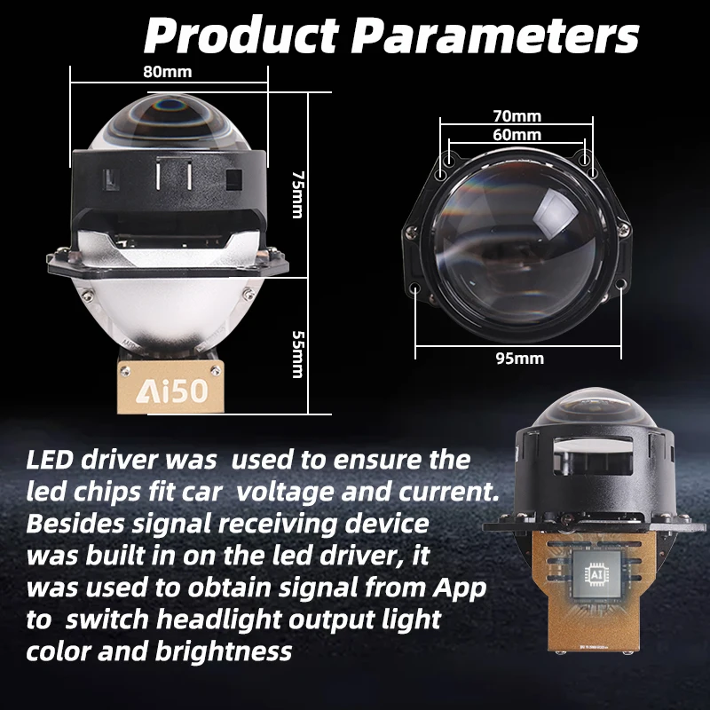 SANVI الذكية BI جهاز عرض (بروجكتور) ليد عدسة لسيارة العلوي بلوتوث App التحكم كشافات 3000k 4300k 6000K مصباح تلقائي 120 واط LHD RHD