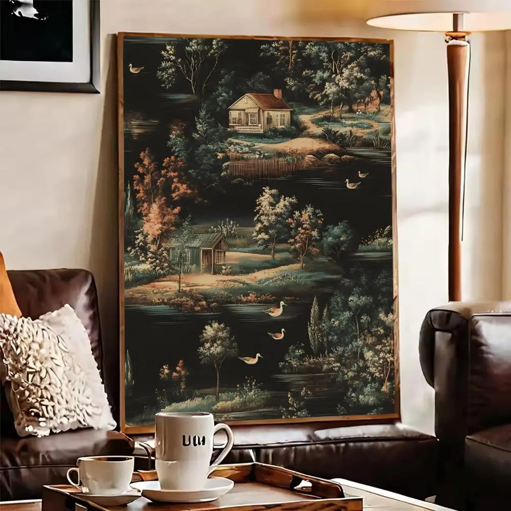 الكلاسيكية الرجعية منزل اللوحة الخط فرملس قماش ملصق جدار الفن مثالية للمطبخ الحمام ديكور المنزل