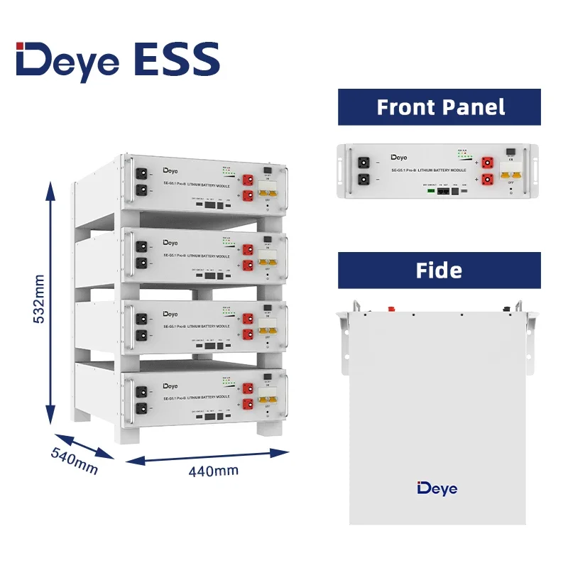 Deye ESS SE-G5.1 Pro-B Manufacturer LiFePO4 51.2V 100Ah Solar Power 6000 Cycle Life Energy Storage Battery