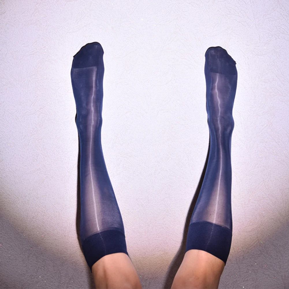 الجوارب الطويلة الرجال جوارب الحرير بسط رقيقة جدا 44 سنتيمتر/17.3 بوصة أسود/الأزرق الداكن Hoisery جوارب طويلة من النايلون شير