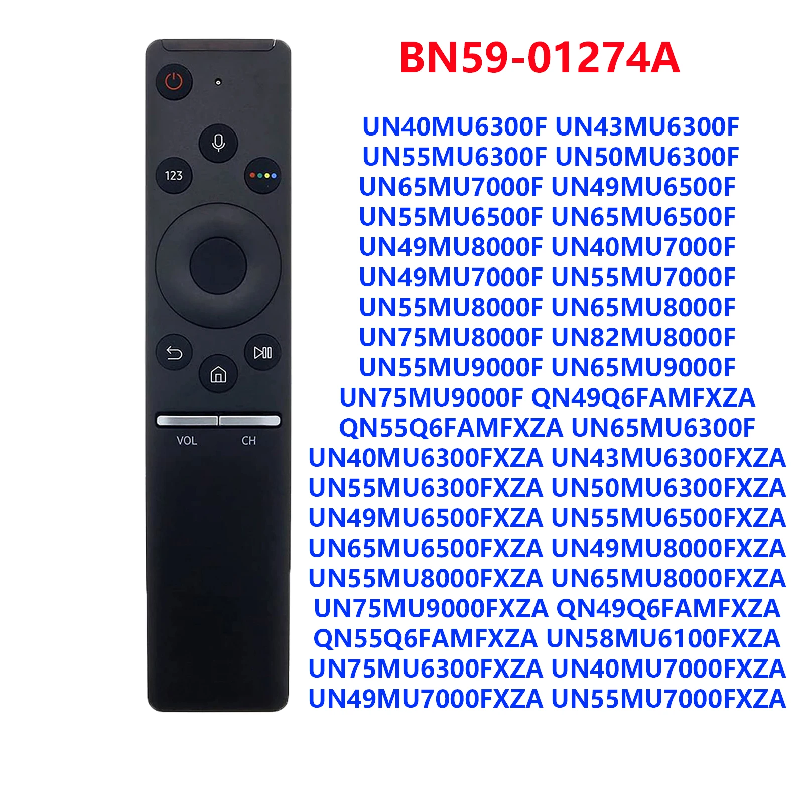 BN59-01274A New Bluetooth Voice Remote Control for Samsung Smart TV Fit for UN40MU6300F UN43MU6300F UN55MU6300F UN65MU7000F