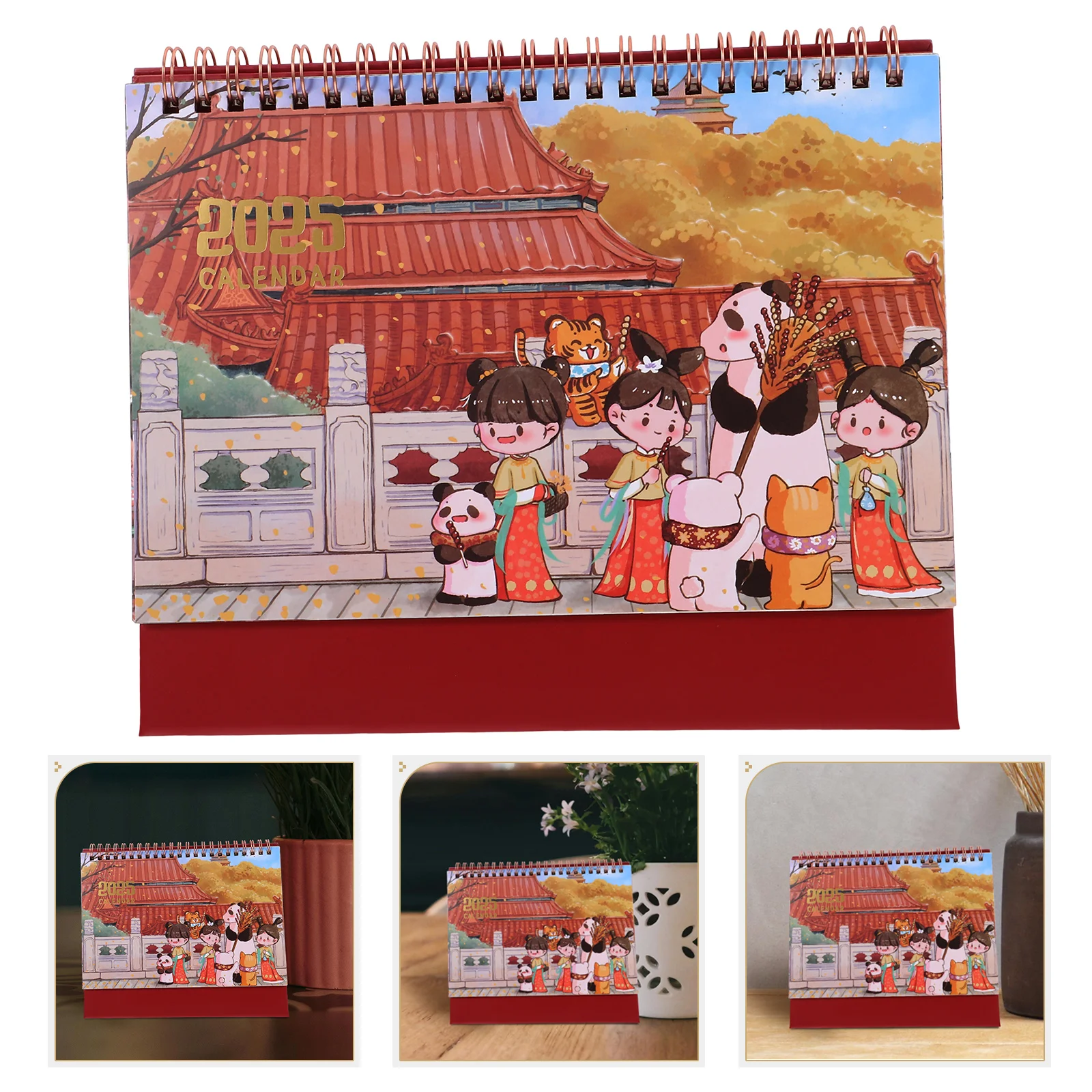 

2025 Desk Calendar Office Decor Chinese Painting Classroom Flip New Year Carlandar Themed Monthly Desktop