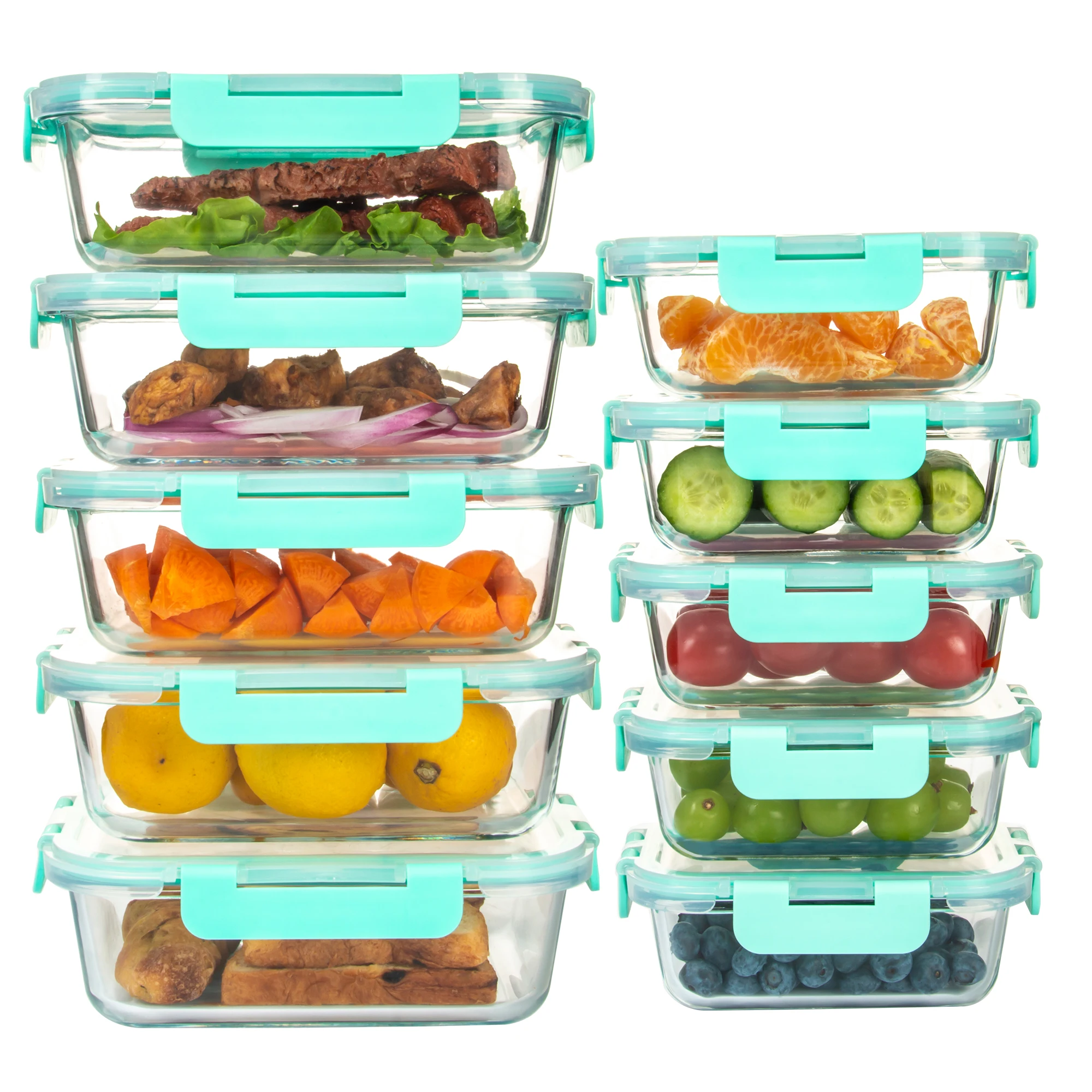 

Glass Meal Prep Containers 10-Pack, Glass Food Storage Containers with Lids, Air-Tight, Leak-Resistant, Freezer to Microwave Saf