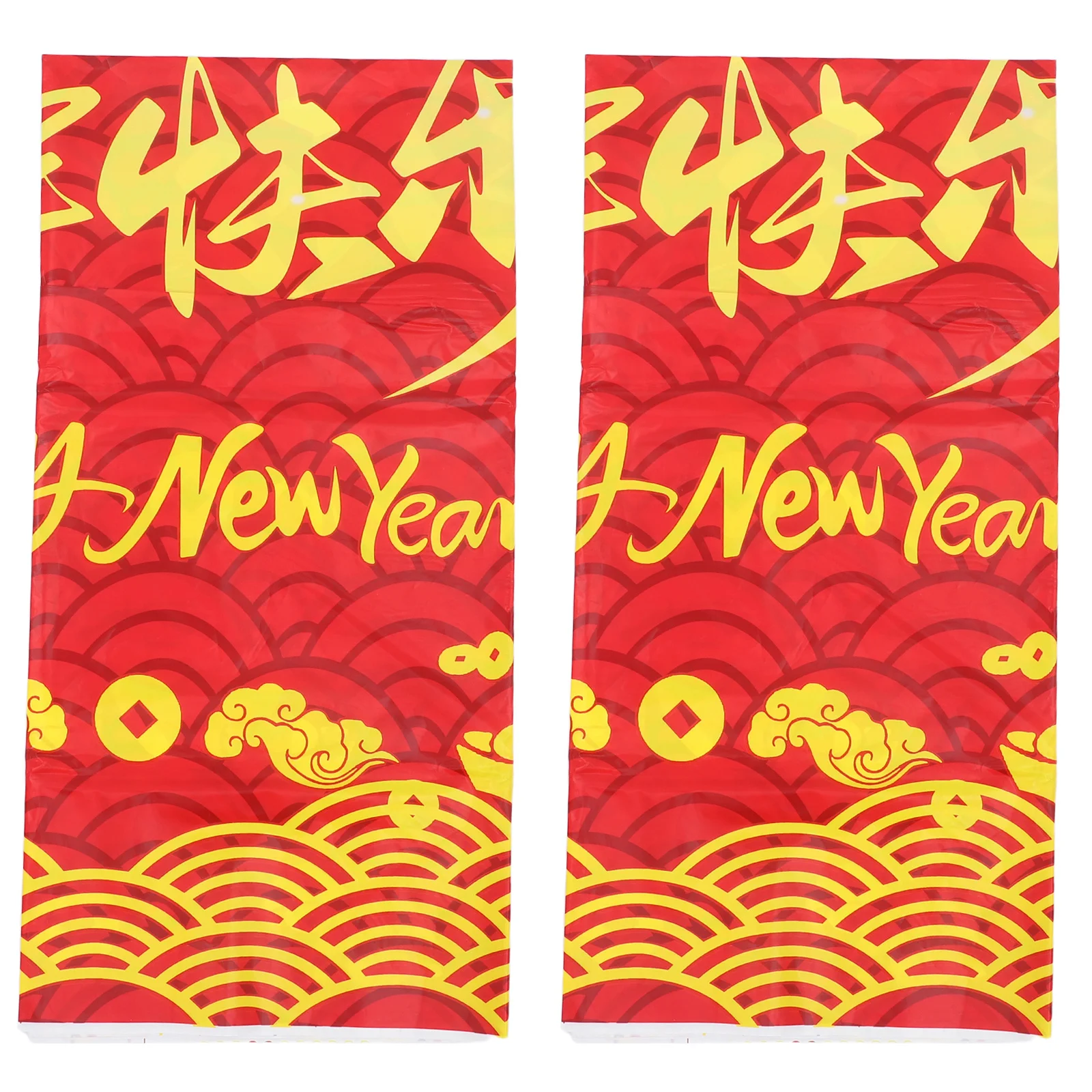 

2pcs New Year Party Tablecloth: 2026 Horse Year Red Plastic Rectangular Cover For Spring Festival Decorations Wedding Birthday