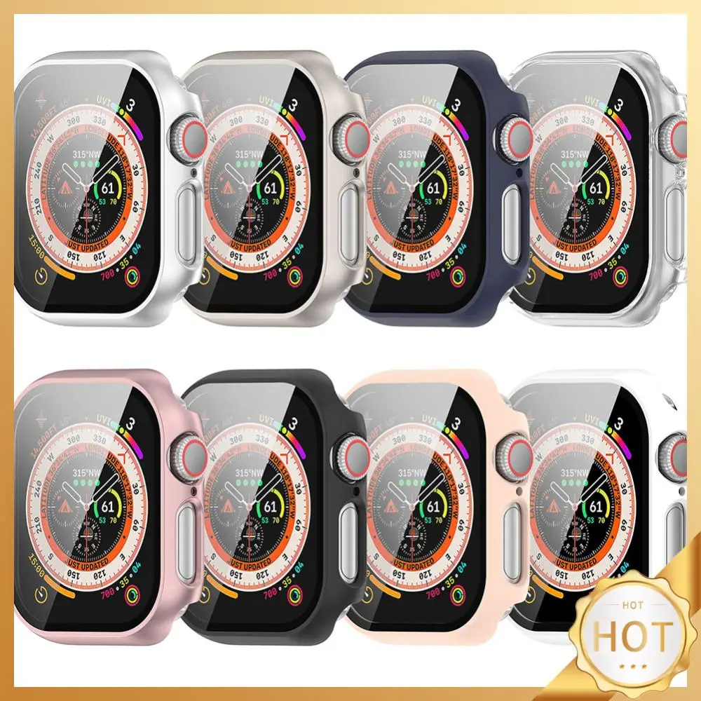 Tempered Glass PC Cover Anti-Fall Watch Screen Protector Anti-Scratch Full Coverage Frame for Apple Watch Series 10 42MM/46MM