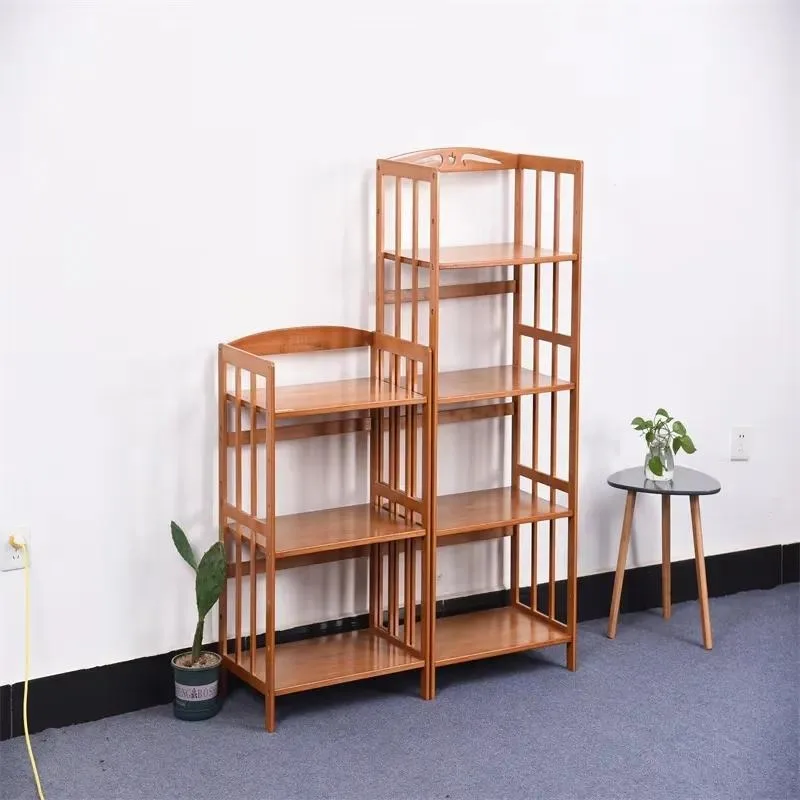 Custom Multi Layer Solid Wood Floor Standing Bookcase Creative Space Saving Living Room Storage Shelf