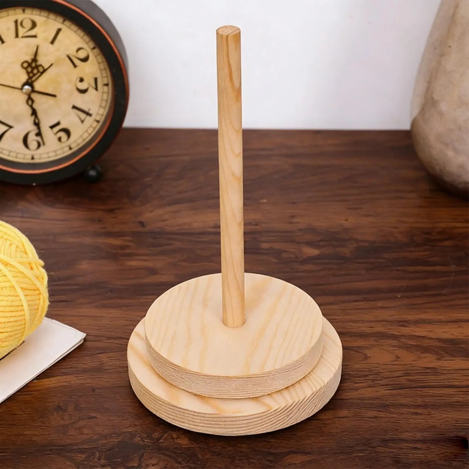 Wood Yarn Stand Yarn Spool Home Braided Yarn Spool Storage Stand Table Top Rotary Ball Wooden Winder Yarn Ball Holder Dispenser