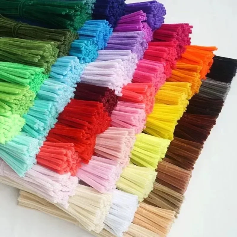 10/200PCS Colorful Chenille Stems Stick Plush Twistable Bar DIY Creative Chenille Stem Pipe Toys Kid Handmade Plush Felt Wires