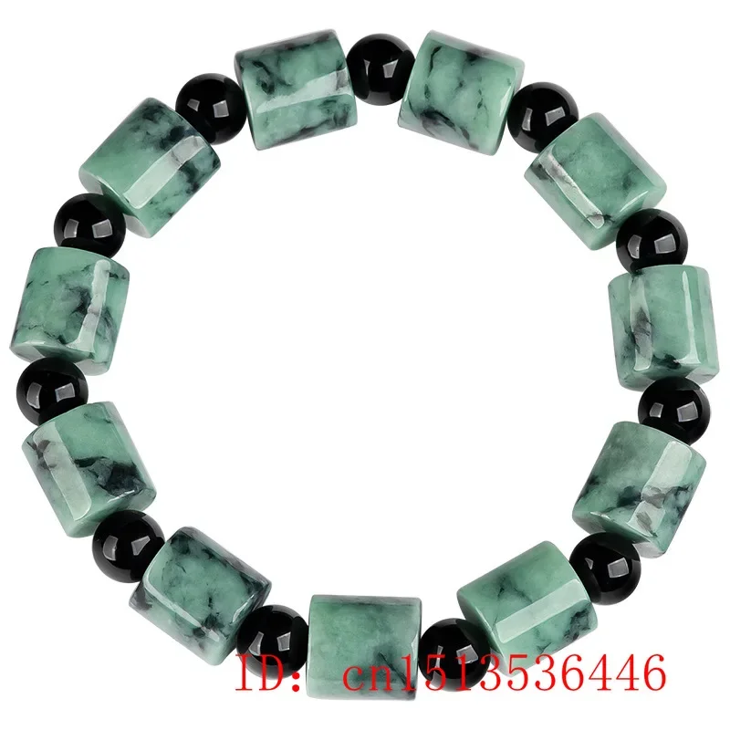 Imagem -05 - Burma Jade Esmeralda Esmeralda Pulseira Faça Você Mesmo Acessórios Elastic Floating Beads Flor Bangle Jóias Mão-esculpido Amuleto Natural