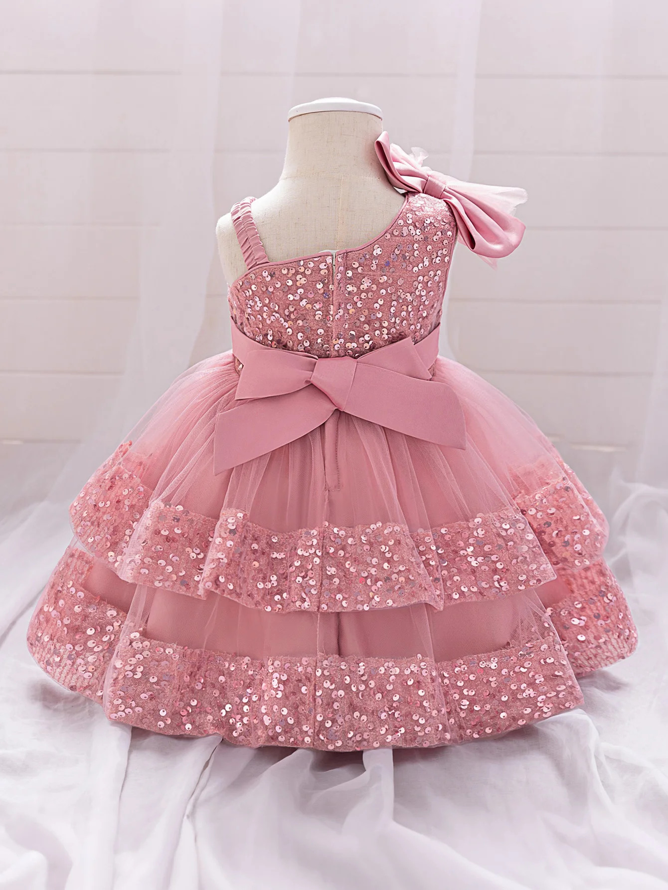 Kleinkind Halloween-Party Mädchenkleid Karneval Weihnachtskostüme Pailletten 1. Geburtstag Hochzeit Brautjungfer Prinzessin Baby Mädchenkleid – Detail 4