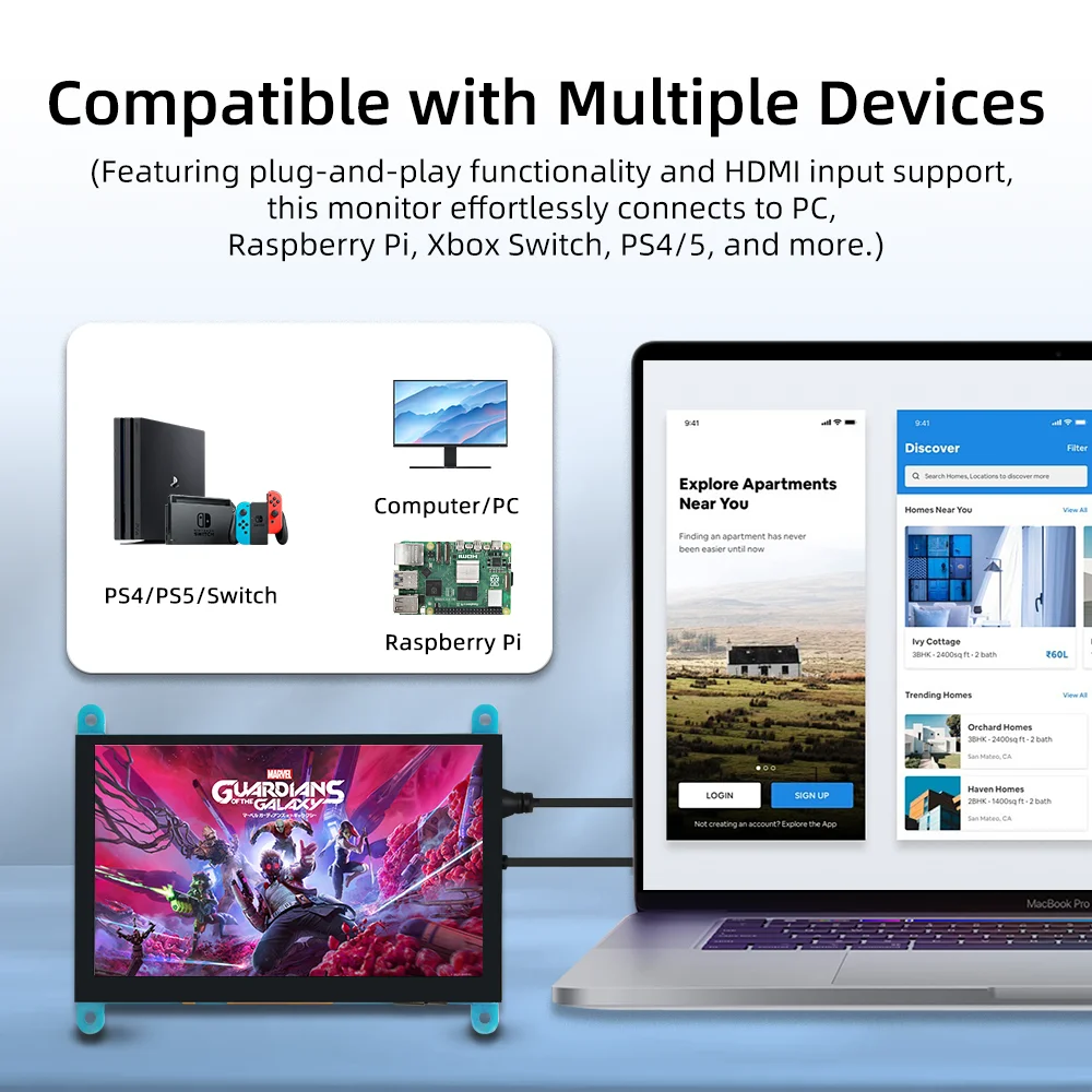 หน้าจอ LCD HDMI 5นิ้วหน้าจอสัมผัสความจุ800*480สำหรับ Raspberry Pi 5 4B 3B 3B 2B B + B 3A + A + ZERO W