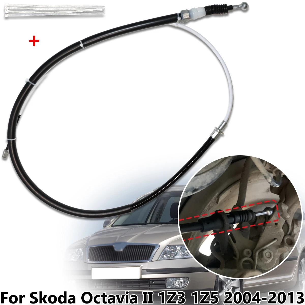 

For Skoda Octavia II 1Z3 1Z5 2004-13 Rear Parking Brake Cable High Tensile Wear Resistant Weatherproof 1K0609721BB Free Zip Ties