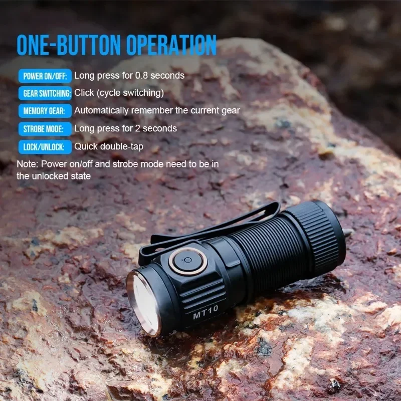Emergency MT10 EDC Flashlight 1000Lumen Portable Rechargeable LED Lamp USB C Charging Torch Mini 16340 IPX8 MVB Optic Work Light