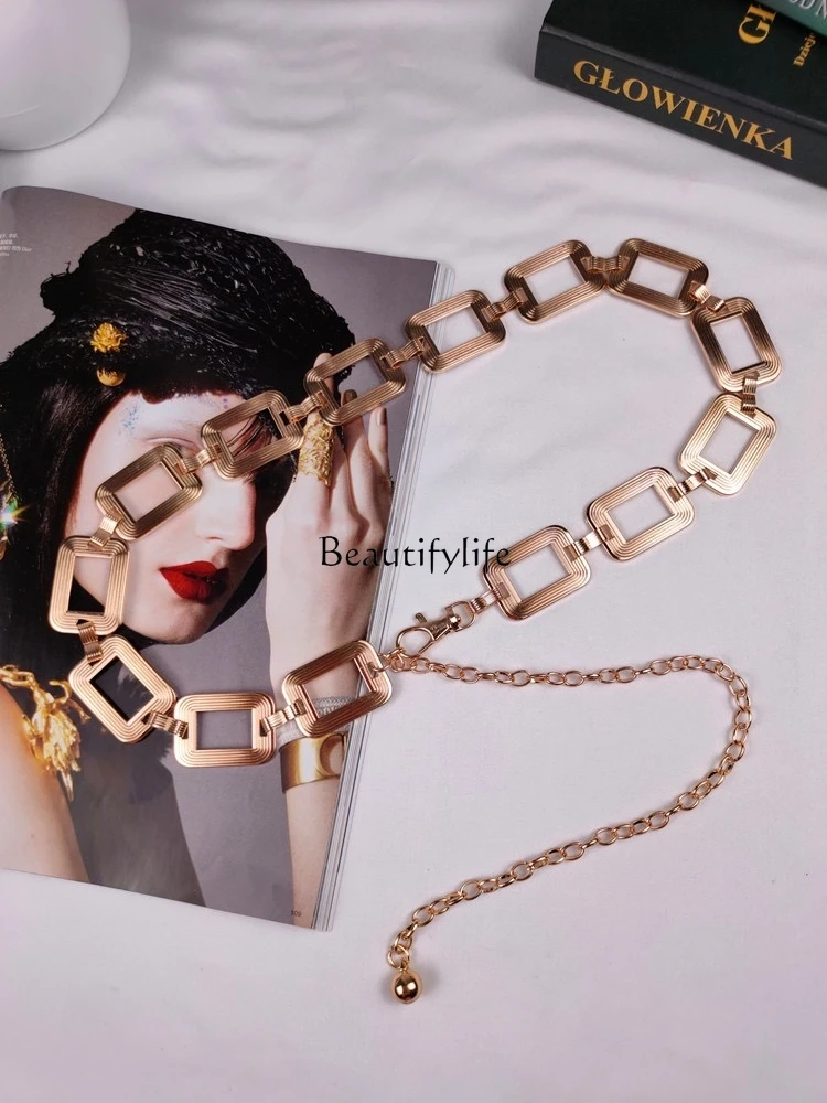 Niche Design Sense Chain Belt, Metal Decoration with Dress