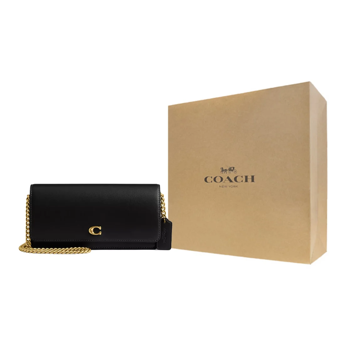 COACH Calfskin Wallet, Crossbody Bag, Shoulder Bag Small Women's Black CW586-B4BK