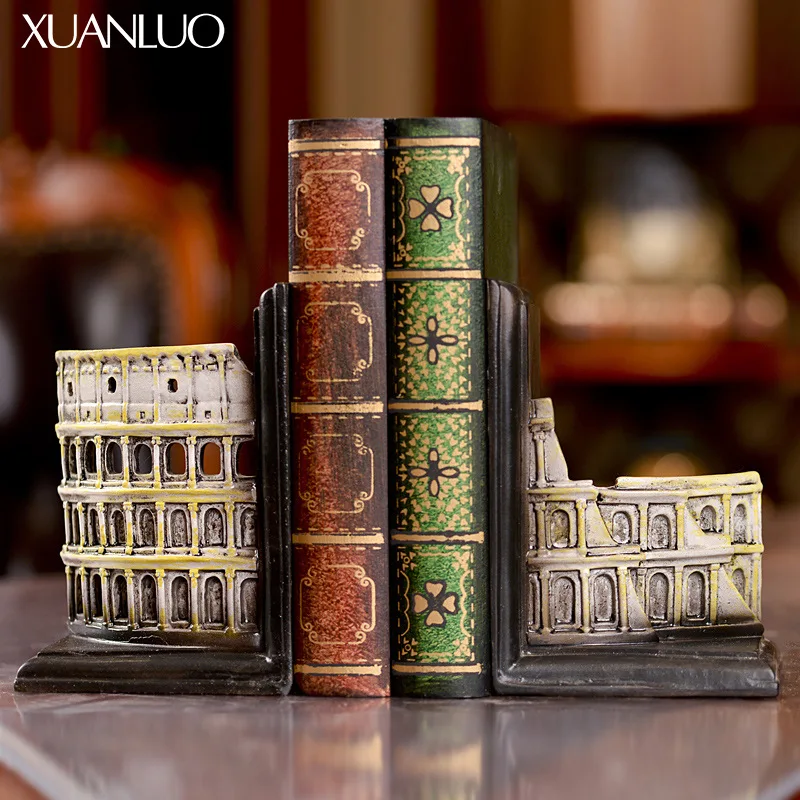 Nordic Home Decorative Roman Colosseum Bookends, Ideal for Living Room, Bedroom, Model Room, and Study, Resin Bookends