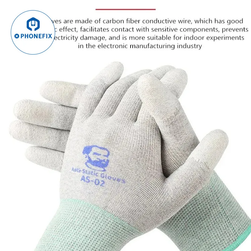 MEKANIK AS02 Esneklik Kaymaz Karbon Fiber Eldiven Telefon için Elektronik Parça Tamir Anti-statik Koruyucu L/M Boyutu Eldiven
