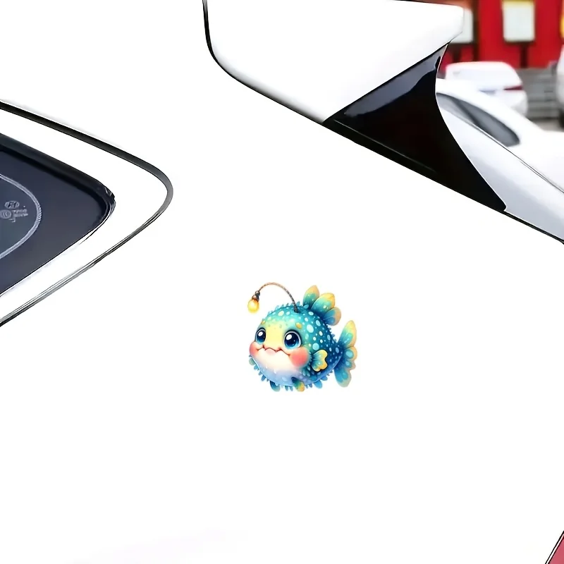 Cute Cartoon Anglerfish Waterproof Vinyl Sticker, Decal for Car Laptop Water Bottle Daily DIY Decor