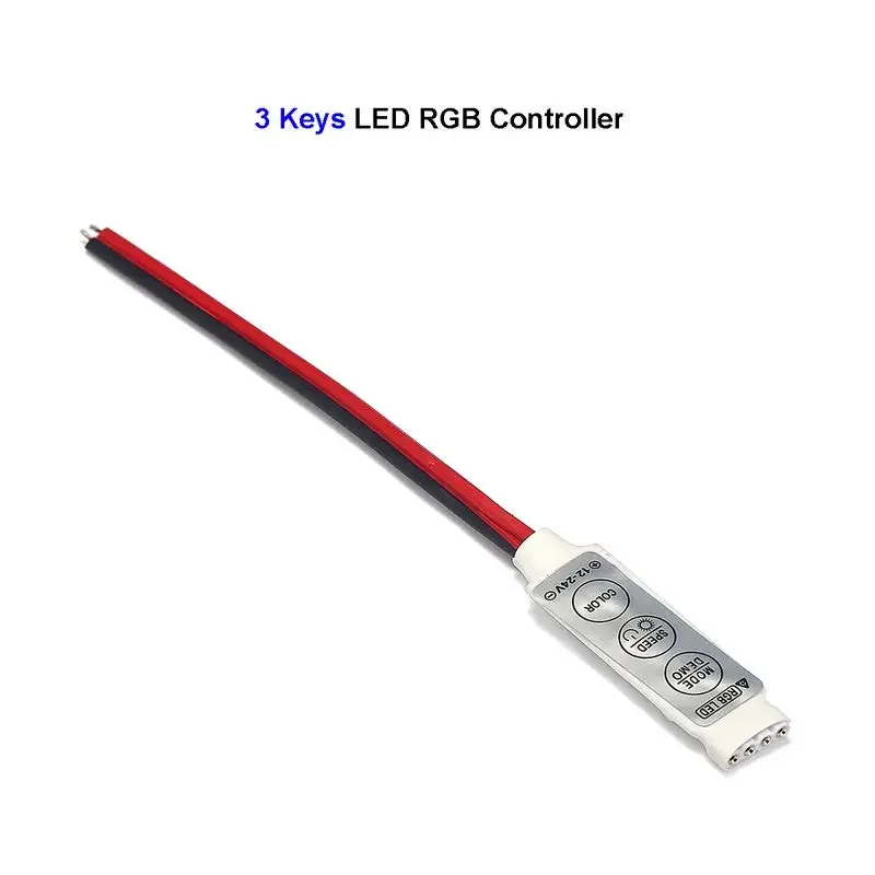 

Mini 3 Keys LED RGB Controller DC 12V 24V LED Dimmer Switch For 3528 5050 5630 SMD RGB LED Strip