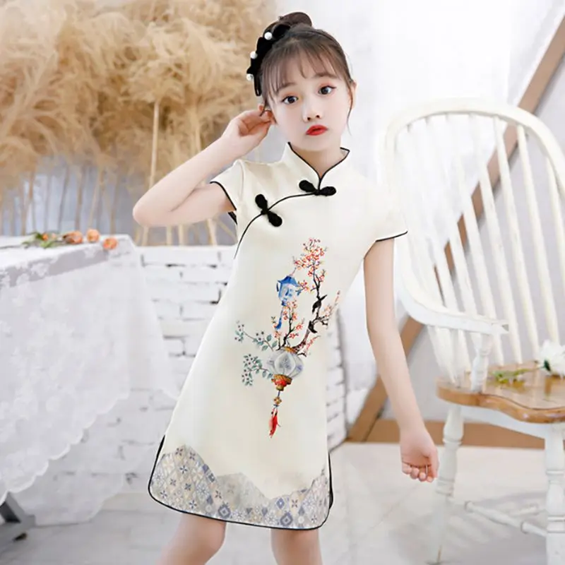 

Girls Cheongsam Hanfu New Year Clothing Kids Tangsuit Children Party Outfits Qipao Wedding Dress Costume Gift