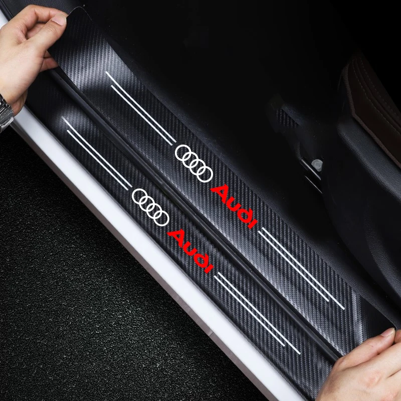 Car Door Sill Threshold Scuff Plate Anti-Scratch Stickers ​For Audi A3 A4 B5 B6 A3 8P 8V 8L A5 A6 C6 C5 A1 A7 A8 Q2 Q3 TT RS3 RS