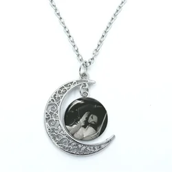 I Love Luna Vintage Artistic Retro Photo Singer Lana Del Rey Glass Dome Cabochon Crescent Moon Necklace Statement Jewelry Gifts