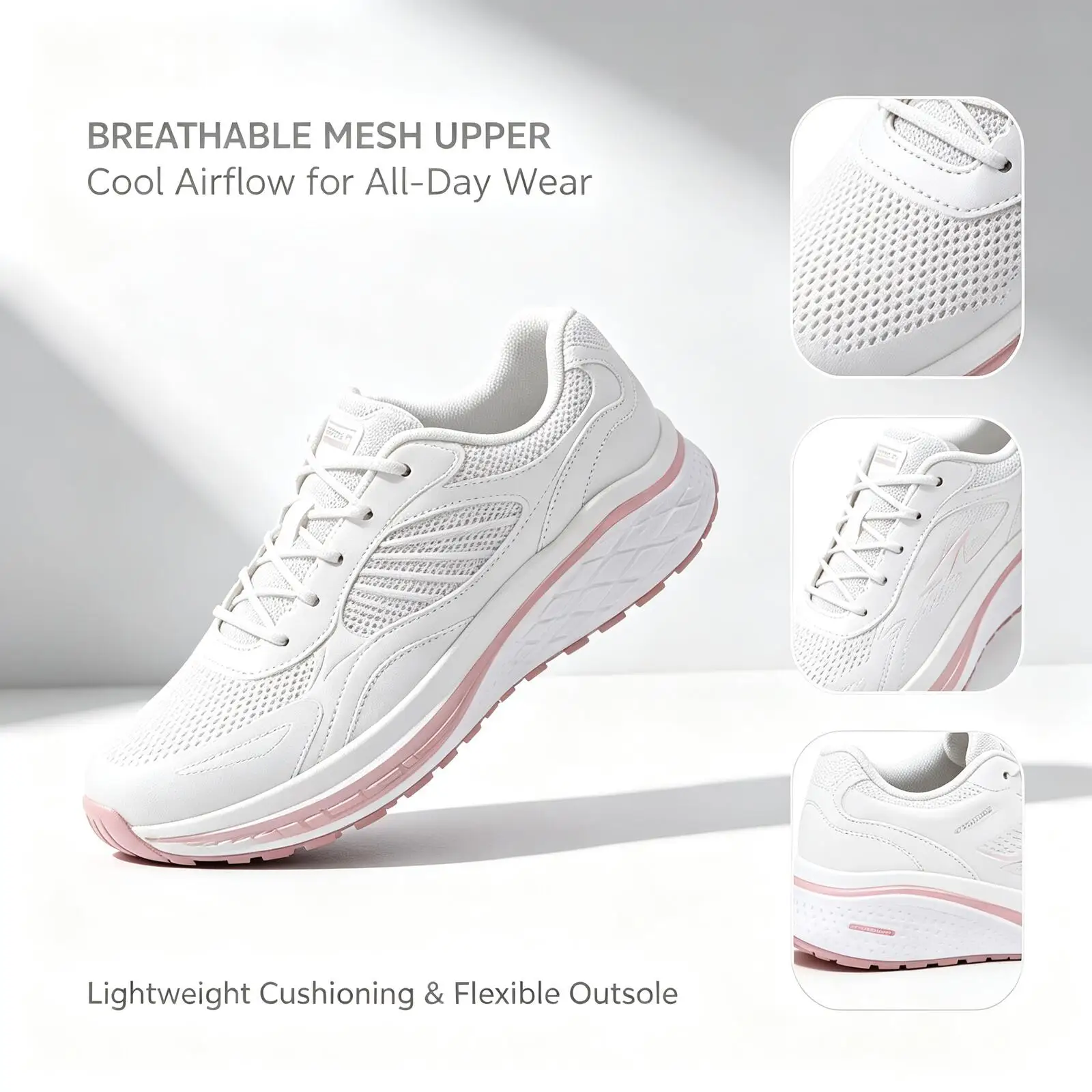 

Skechers New Ladies Slip On Jogging Trainers Lightweight Cushion Non Slip Outdoor Sports Couple Matching Shoes 129006-WPK