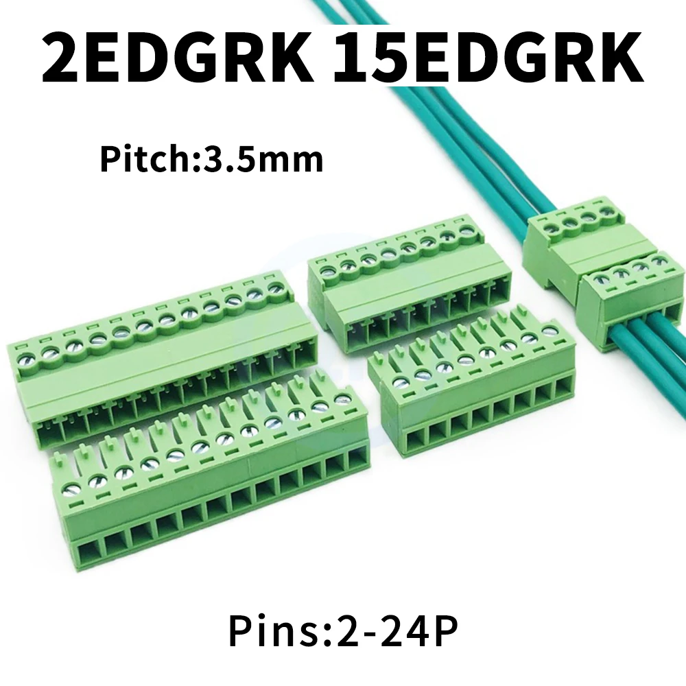 (5 Sets) KF 2EDGRK + 2EDGK 3.5mm Solderless Butt JM 15EDGKP + 15EDGK 3.5 Plug-in Terminal Block Small Pitch 2EDGKP 2~24Pin