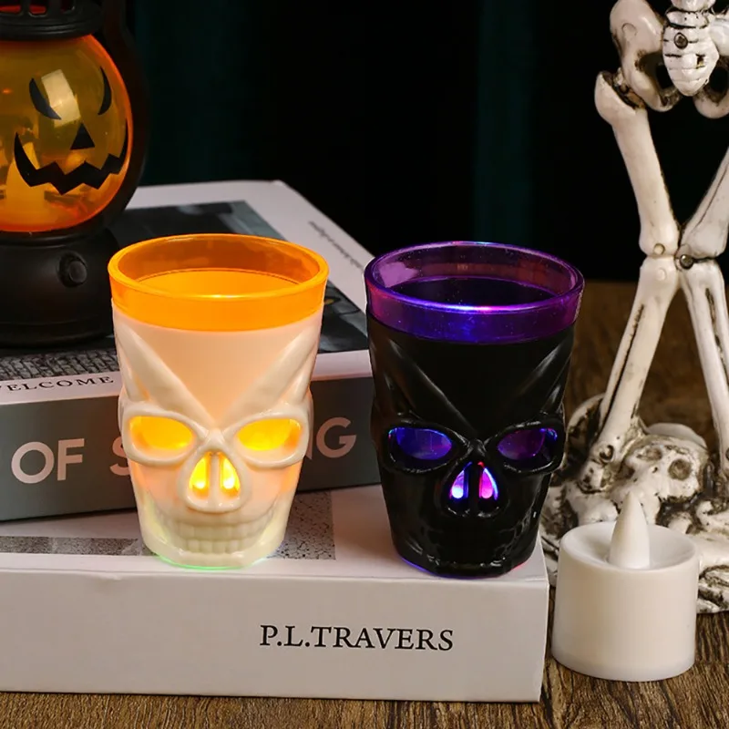 250ml Halloween Luminous Skull Wine Mug LED Skeleton Water Drink Cup Horror Glowing Cup Party Supplies Bar Club Gathering Decor