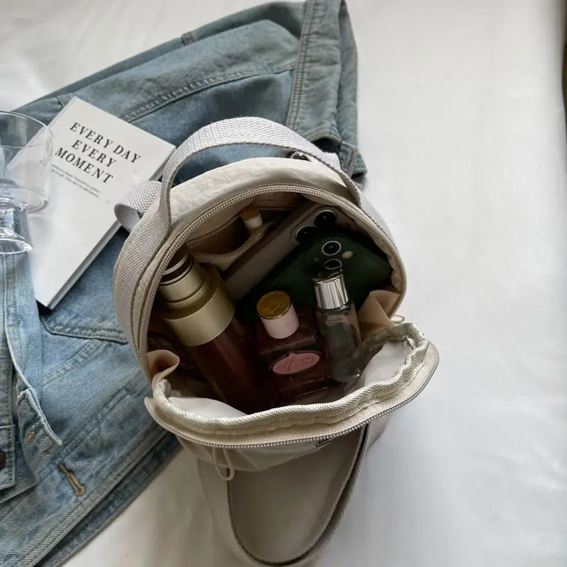 Cute Korean Style Nylon Shoulder Bag Mobile Phone Storage Purse Small Round Bag Handbags Wallet Bags Mini Crossbody Bag Girls image 4