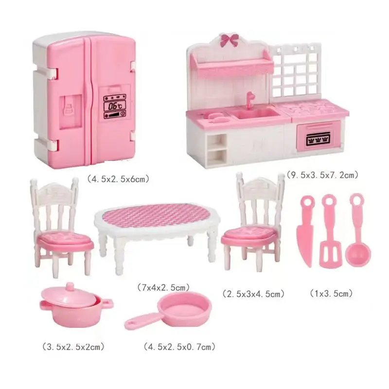 

Mini Furniture DIY Kids Toy Miniature Dollhouse Accessories Chair Sofa Bed TV Closet For Barbie 5.5 Inch Baby Dolls Game Present