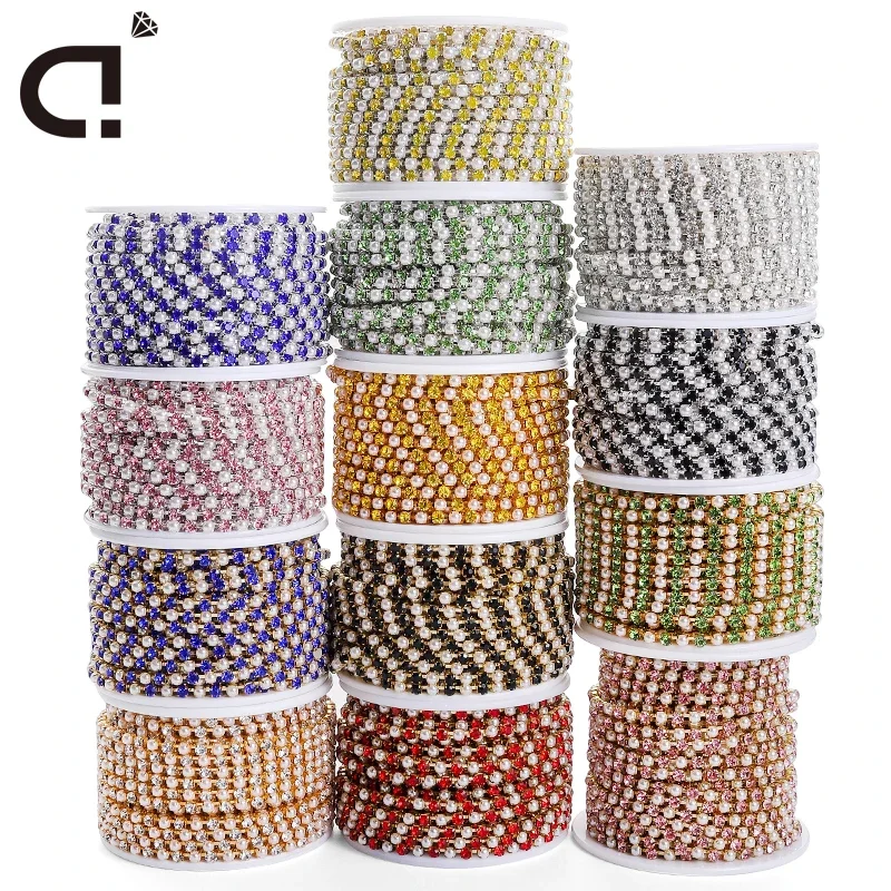 DUCRYSTAL 10Y/Rolle 2/3mm Strass Kette Kristall Glitzer Nähen Strass Kette für Kleider Dekorationen Borte Zubehör