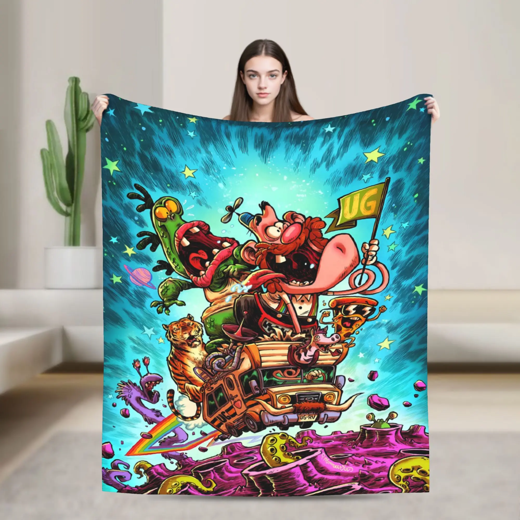 Uncle Grandpa Warm Soft Blanket  Picnic Plush Throw Blanket Aesthetic Home Decor Flannel Bedspread Sofa Bed Cover