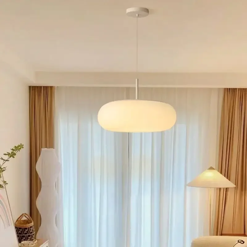 

SANDYHA Modern LED Cream Pendant Light Nordic Style Warm Romantic Hanging Lamp for Dining Room Living Room Bedroom Decor
