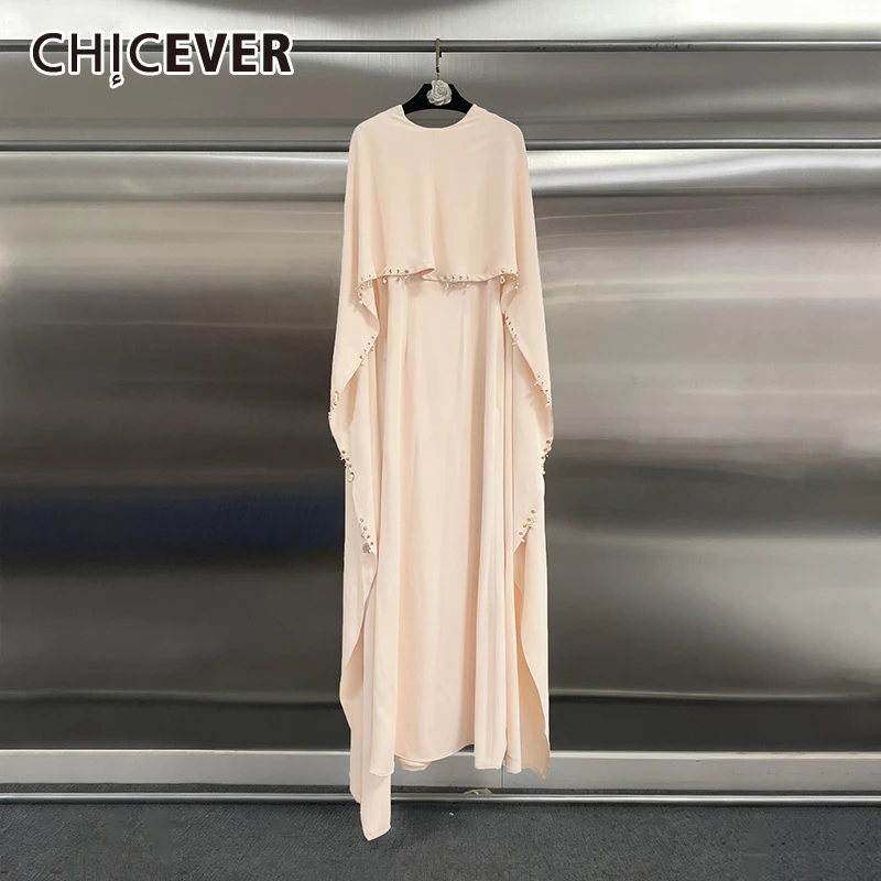 

CHICEVER розовое платье нерегулярной формы с подвеской, женское свободное платье без рукавов с круглым вырезом, элегантное интеллектуальное женское платье, модный стиль