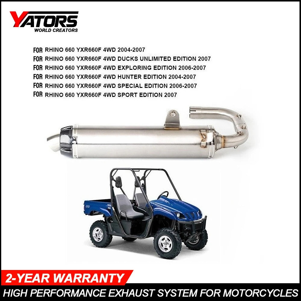 For Yamaha Rhino 660 2004 2005 2006 2007 YXR 660 YXR660 FA, FH, FSE Escape Slip-on ATV Motorcycle Exhaust Muffler With Link Pipe
