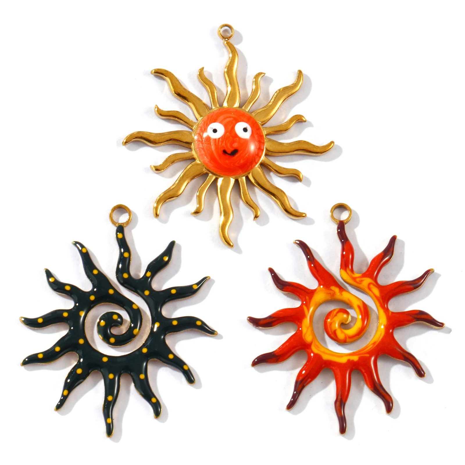 2 PCs Waterproof 304 Stainless Steel Galaxy Charms 18K Gold Plated Sun Pendants For DIY Necklace Earrings Jewelry Making Finding