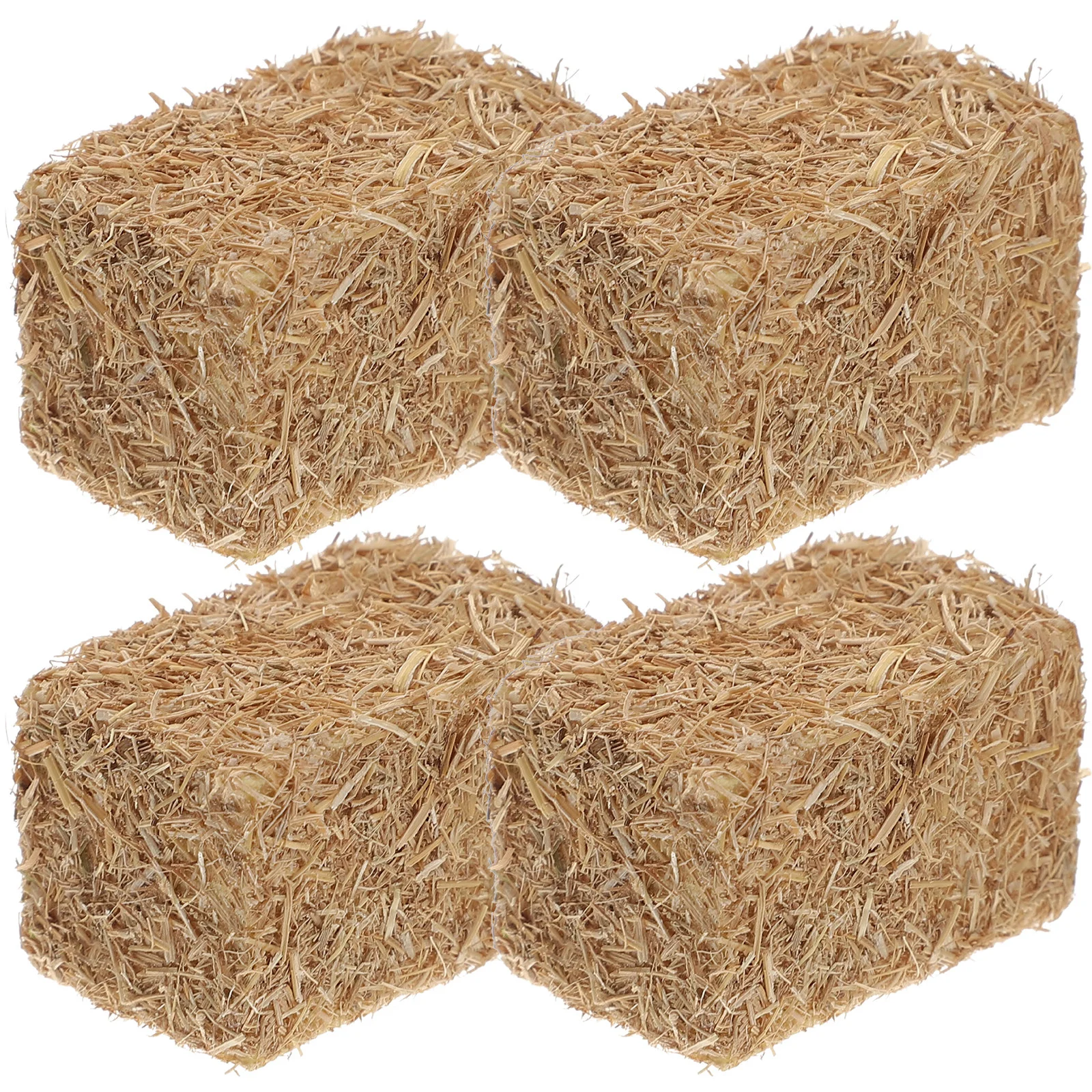 4 Pcs Mini Haystack Straw Bales Simulated Decor Garden Outdoor Ornaments Pretend Fuax Child