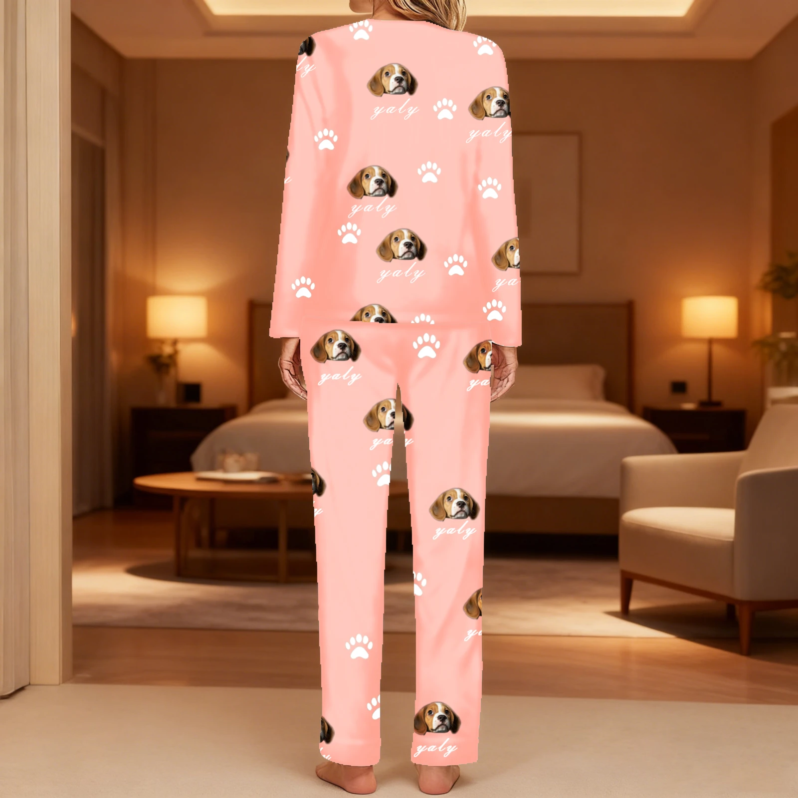 Pijamas de mujer personalizados con cara, ropa de casa, conjunto de pijama de manga larga personalizado para mujer, pijama personalizado con cara, pijamas con foto personalizada