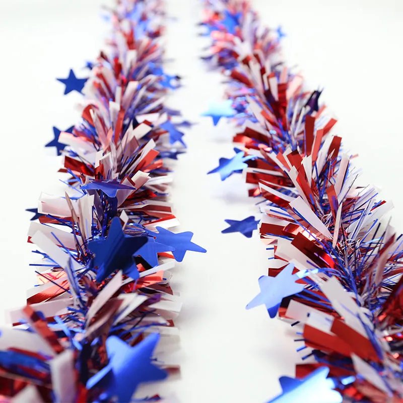 

Independence Day Decorative Colored Strips Party Decorative Ribbons Red White and Blue Pentagram Top Latte Venue Layout