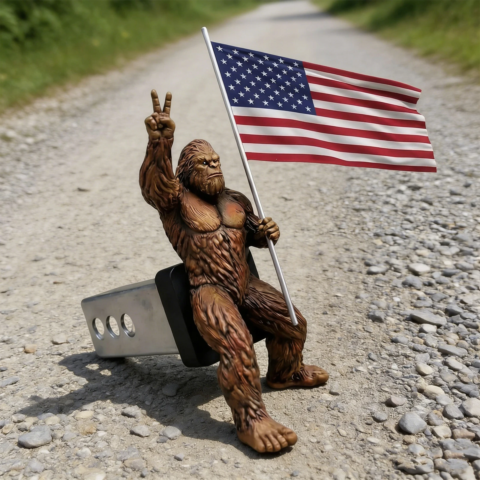 

Creature Holding The American Flag Tow Hitch Cover Fit 1.25/2 Inch Receiver Hitch Tube Plug Gifts for Men & Car Accessories