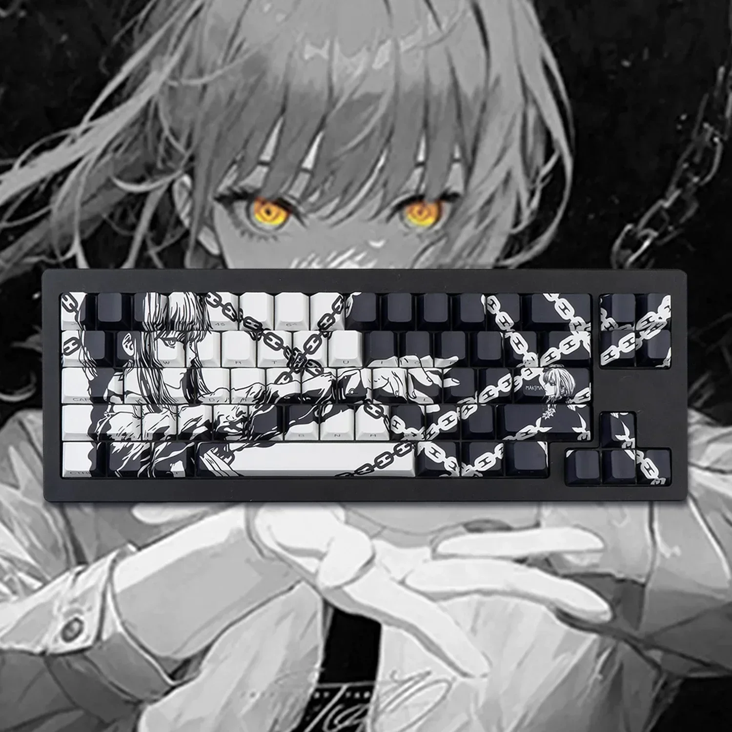 Makima Anime Keycaps Cartoon PBT Keycap Set Chreey Custom Keycaps for Mechanical Keyboard Caps MADCATZ Mad68/ace68/rainy75 Gifts