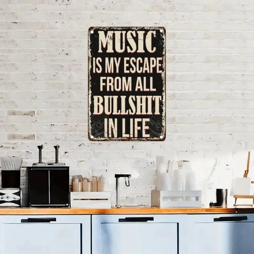 لافتة معدنية من القصدير للموسيقى العتيقة - "فن جدار حديدي ريفي لديكور المنزل والبار والمزرعة #5