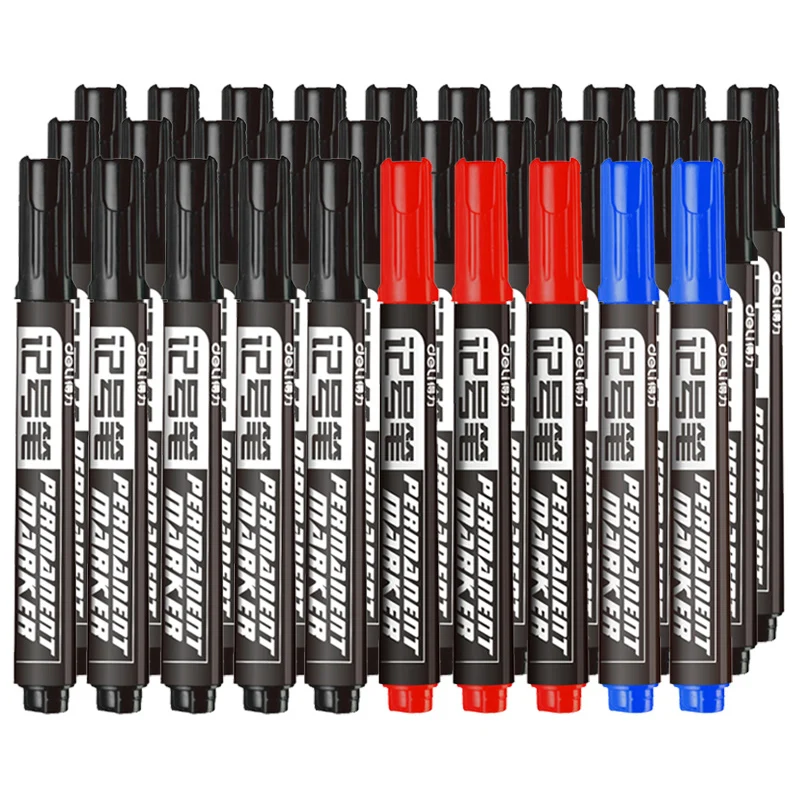 10 Pcs 2mm Thick Pen Tip Permanent Paint Marker Pen Black Blue Red Oily Waterproof Signature Pen for Paper Markers Quick Drying