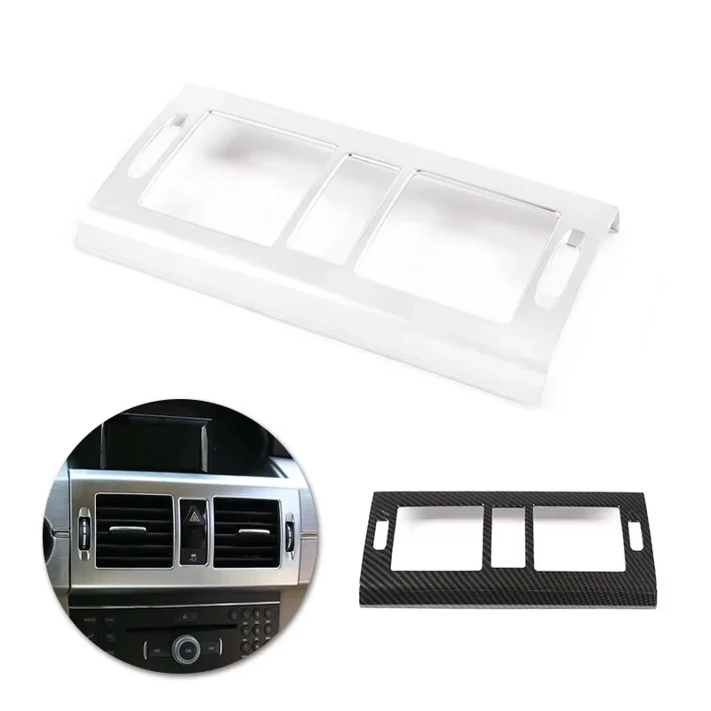 

For Mercedes Benz GLK X204 2008 2009-2012 Car Chrome Carbon Center Console Air Conditioner Vent Outlet Cover Frame Sticker