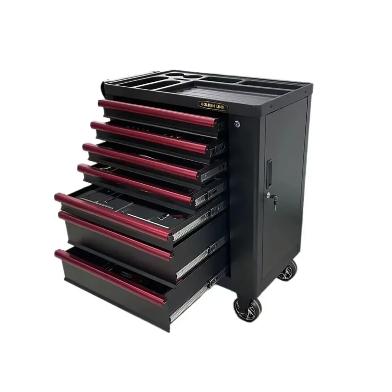 GL3307-H 7 Drawers Classical Tool Trolley Black Carton Box Cabinet Car Repair Garage Workshop 3 Years Workplace Storage