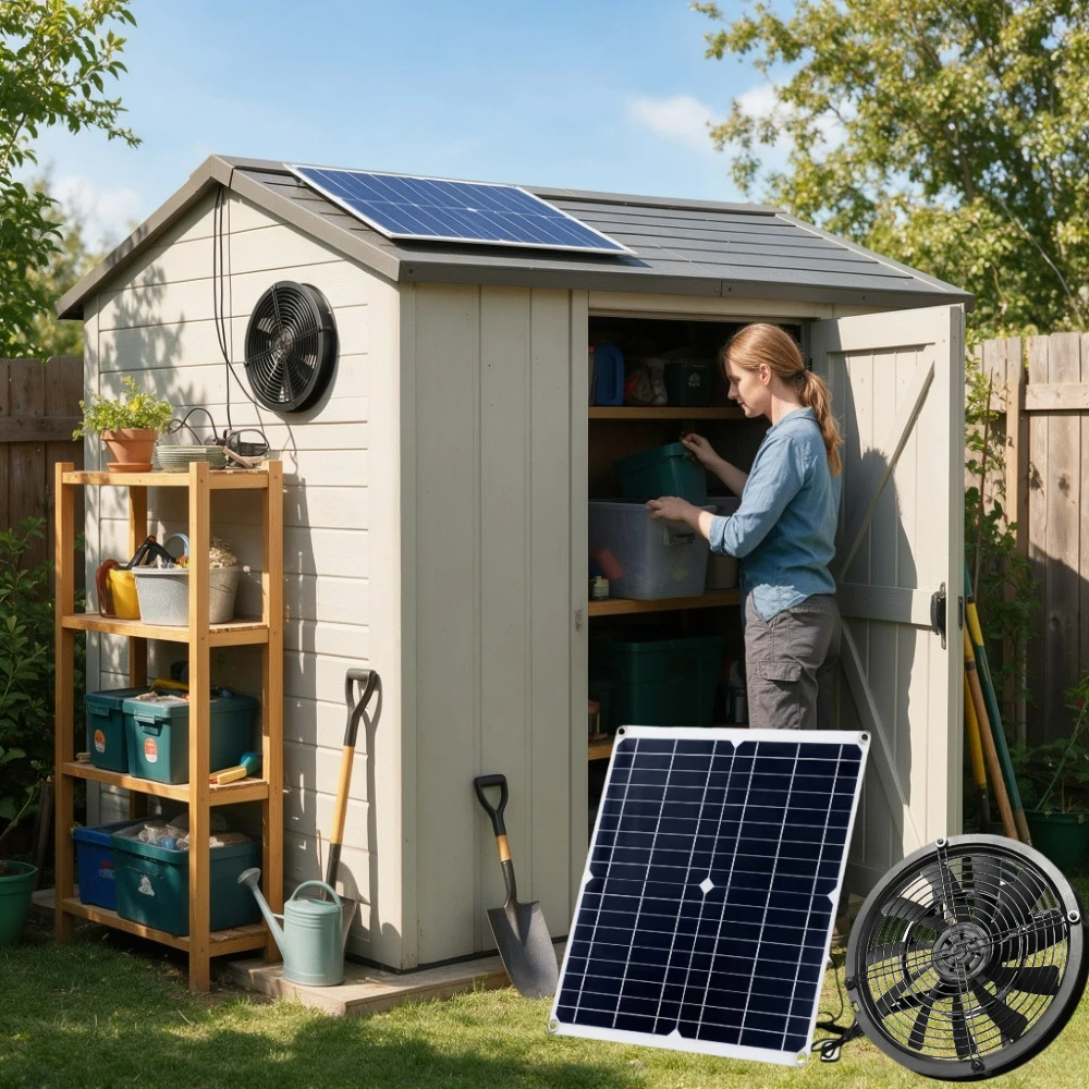 Outdoor Power Vent - 15W Solar Panel Vent Fan Kit