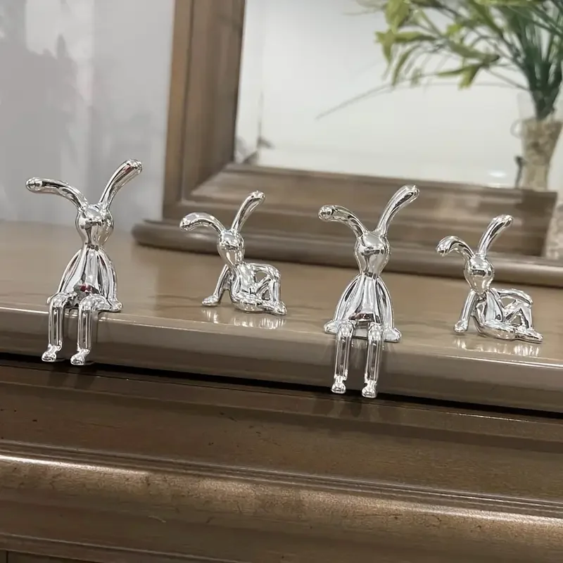 Figurines de lapin assis modernes, décoration créative Simple pour la maison, pour étagère de voiture et ornement d'aquarium, décorations de pâques