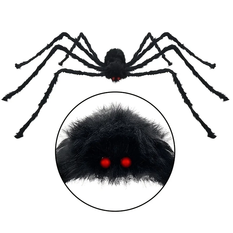 7 Sizes of Scary Giant Halloween Red-eye Spider Decorations-lifelike Black Spider Indoor/outdoor Courtyard Decoration